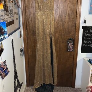 Gold Glitter Prom Dress